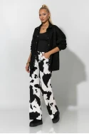 Jean wide leg cow print μαύρο Jean wide leg cow print μαύρο
