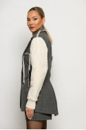 Σετ blazer μεσάτο με πλέξη στα μανίκια και σορτς γκρι