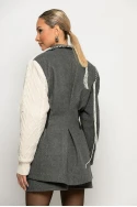Σετ blazer μεσάτο με πλέξη στα μανίκια και σορτς γκρι