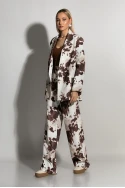 Παντελόνα cow print μπεζ