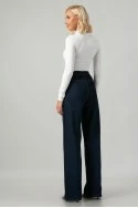 Σετ jean jacket με ζωνάκι και jean wide leg με λάστιχο μπλε ντένιμ