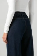 Σετ jean jacket με ζωνάκι και jean wide leg με λάστιχο μπλε ντένιμ