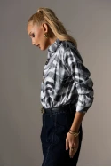 Πουκάμισο zebra print με μεταλλιζέ όψη γκρι