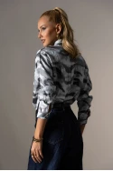 Πουκάμισο zebra print με μεταλλιζέ όψη γκρι