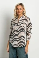 Πουκάμισο zebra print με μεταλλιζέ όψη μπεζ