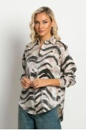Πουκάμισο zebra print με μεταλλιζέ όψη μπεζ