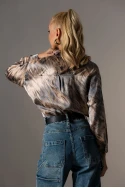 Πουκάμισο tie dye print με μεταλλιζέ όψη μπεζ