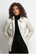 Jacket δερματίνη με κουμπιά μπεζ Jacket δερματίνη με κουμπιά μπεζ
