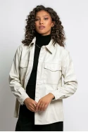 Jacket δερματίνη με κουμπιά μπεζ Jacket δερματίνη με κουμπιά μπεζ