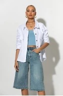 Jean jacket με ξέφτια λευκό Jean jacket με ξέφτια λευκό