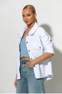 Jean jacket με ξέφτια λευκό Jean jacket με ξέφτια λευκό