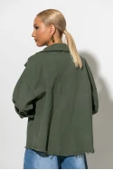 Jean jacket με ξέφτια χακί Jean jacket με ξέφτια χακί