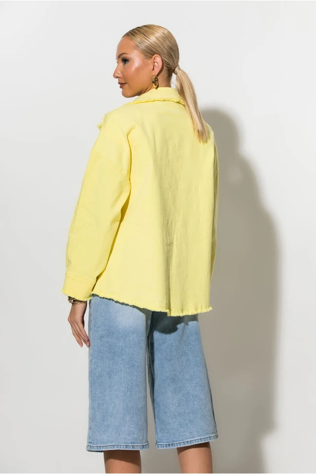 Jean jacket με ξέφτια κίτρινο Jean jacket με ξέφτια κίτρινο