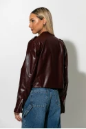 Jacket leather με φερμουάρ μπορντό