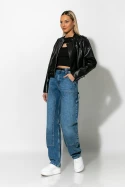 Jacket leather με φερμουάρ μαύρο