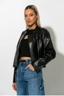 Jacket leather με φερμουάρ μαύρο