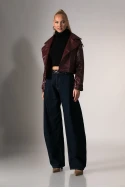 Jacket δερματίνη με γιακά μπορντό