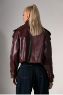Jacket δερματίνη με γιακά μπορντό