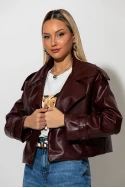 Jacket δερματίνη με γιακά μπορντό Jacket δερματίνη με γιακά μπορντό