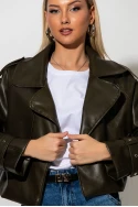 Jacket δερματίνη με γιακά λαδί Jacket δερματίνη με γιακά λαδί