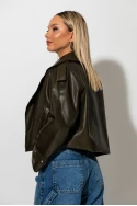 Jacket δερματίνη με γιακά λαδί Jacket δερματίνη με γιακά λαδί