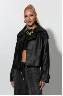 Jacket δερματίνη με γιακά μαύρο Jacket δερματίνη με γιακά μαύρο