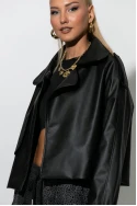 Jacket δερματίνη με γιακά μαύρο Jacket δερματίνη με γιακά μαύρο