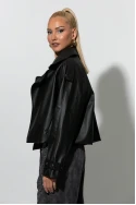 Jacket δερματίνη με γιακά μαύρο Jacket δερματίνη με γιακά μαύρο