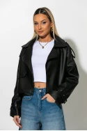 Jacket δερματίνη με γιακά μαύρο