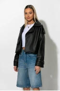 Jacket δερματίνη με γιακά μαύρο