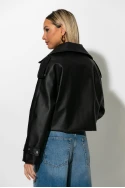 Jacket δερματίνη με γιακά μαύρο