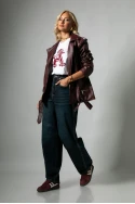 Oversized leather jacket μπορντό Oversized leather jacket μπορντό