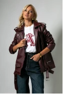 Oversized leather jacket μπορντό Oversized leather jacket μπορντό
