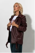 Oversized leather jacket μπορντό Oversized leather jacket μπορντό