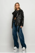 Oversized leather jacket μαύρο Oversized leather jacket μαύρο
