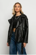 Oversized leather jacket μαύρο Oversized leather jacket μαύρο