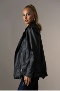 Oversized leather jacket μαύρο Oversized leather jacket μαύρο