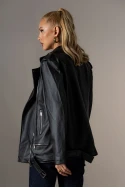 Oversized leather jacket μαύρο Oversized leather jacket μαύρο