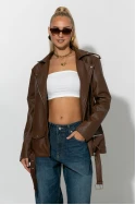 Oversized leather jacket σοκολά Oversized leather jacket σοκολά