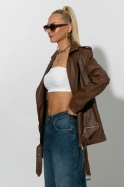 Oversized leather jacket σοκολά Oversized leather jacket σοκολά