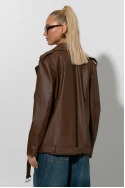 Oversized leather jacket σοκολά Oversized leather jacket σοκολά