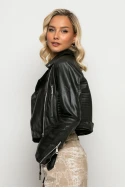 Jacket δερματίνη με ζώνη μαύρο Jacket δερματίνη με ζώνη μαύρο