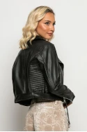 Jacket δερματίνη με ζώνη μαύρο Jacket δερματίνη με ζώνη μαύρο