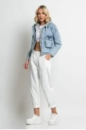 Jean jacket με μεγάλες τσέπες και κουκούλα μπλε ανοιχτό