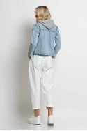 Jean jacket με μεγάλες τσέπες και κουκούλα μπλε ανοιχτό