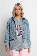 Jean jacket με αποσπώμενη φούτερ κουκούλα μπλε ανοιχτό Jean jacket με αποσπώμενη φούτερ κουκούλα μπλε ανοιχτό