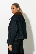 Jean jacket με κοτλέ γιακά μπλε ντένιμ Jean jacket με κοτλέ γιακά μπλε ντένιμ