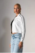 Cropped jacket με ρίγες στα μανίκια λευκό