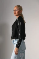 Cropped jacket με ρίγες στα μανίκια μαύρο