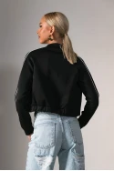 Cropped jacket με ρίγες στα μανίκια μαύρο